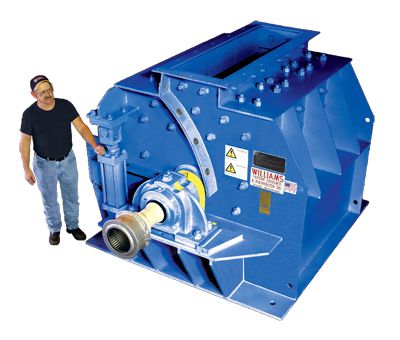 Blue slugger hammer mill crusher used for applications requiring a large feed opening - Williams Patent Crusher